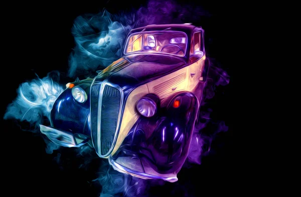 Vintage Retro Classique Vieille Illustration Voiture — Photo