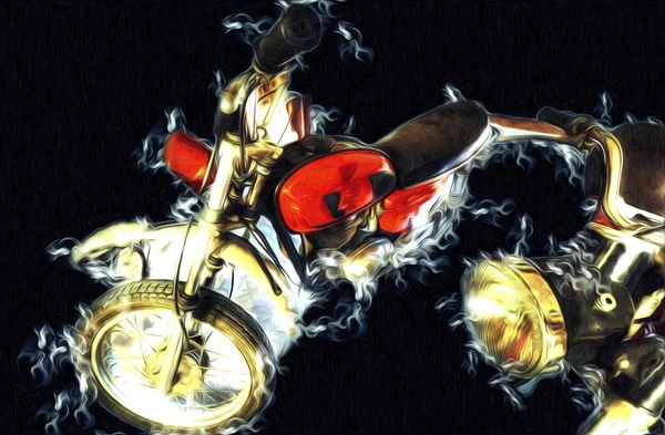 Моторний Цикл Ілюстрація Колір Ізольоване Мистецтво Старовинний Ретро — стокове фото