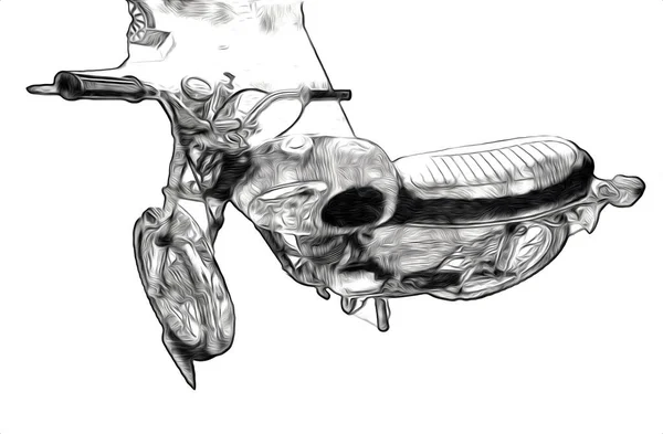 Моторный Цикл Люстрации Цвета Изолированные Искусства Винтажного Ретро — стоковое фото