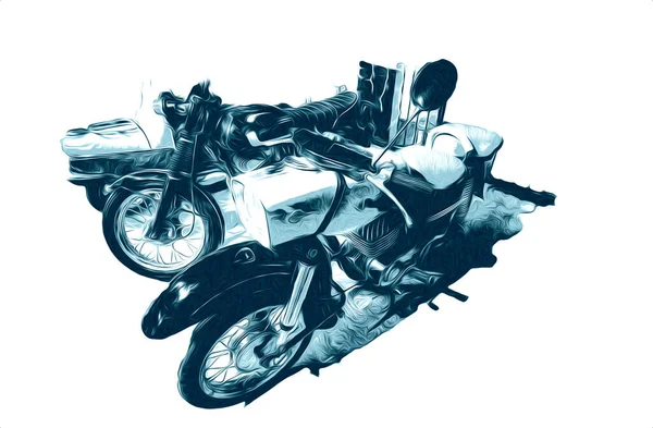 Motocykl Ilustrace Barva Izolované Umění Vintage Retro — Stock fotografie