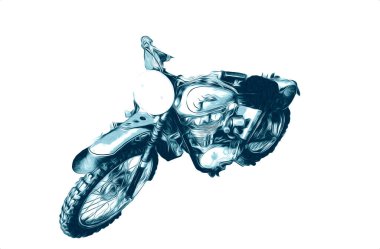 Motosiklet görüntüleme rengi izole edilmiş sanat antika retro
