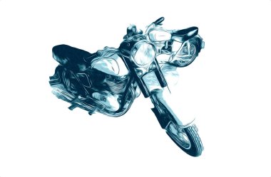 Motosiklet görüntüleme rengi izole edilmiş sanat antika retro