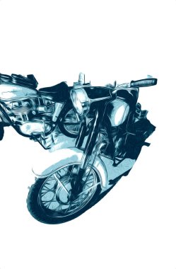 Motosiklet görüntüleme rengi izole edilmiş sanat antika retro
