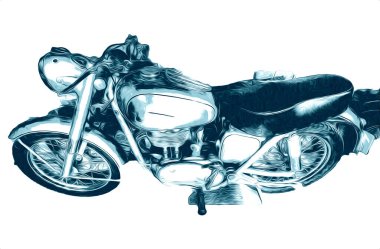 Motosiklet görüntüleme rengi izole edilmiş sanat antika retro
