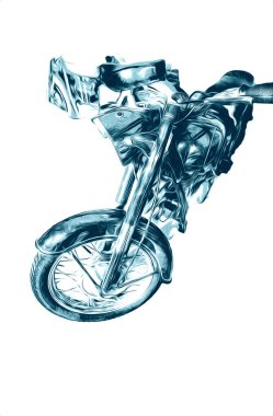 Motosiklet görüntüleme rengi izole edilmiş sanat antika retro