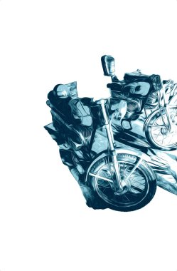 Motosiklet görüntüleme rengi izole edilmiş sanat antika retro