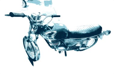 Motosiklet görüntüleme rengi izole edilmiş sanat antika retro