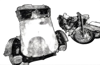 Klasik Retro Klasik Eski Araba Çizimi