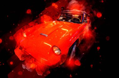 Klasik Retro Klasik Eski Araba Çizimi