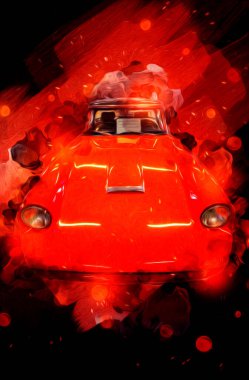 Klasik Retro Klasik Eski Araba Çizimi