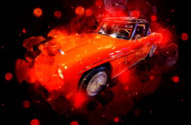 Klasik Retro Klasik Eski Araba Çizimi