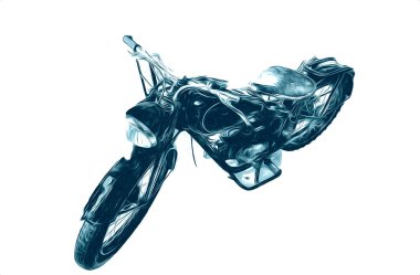 Motosiklet görüntüleme rengi izole edilmiş sanat antika retro