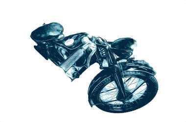 Motosiklet görüntüleme rengi izole edilmiş sanat antika retro