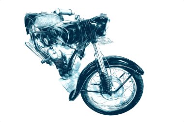 Motosiklet görüntüleme rengi izole edilmiş sanat antika retro