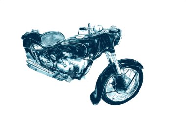 Motosiklet görüntüleme rengi izole edilmiş sanat antika retro