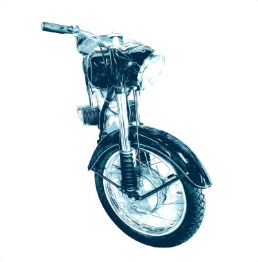 Motosiklet görüntüleme rengi izole edilmiş sanat antika retro