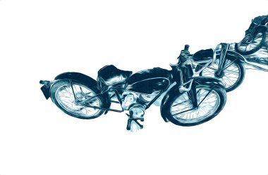 Motosiklet görüntüleme rengi izole edilmiş sanat antika retro
