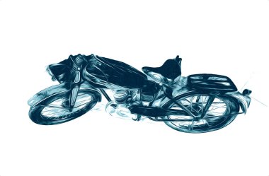 Motosiklet görüntüleme rengi izole edilmiş sanat antika retro