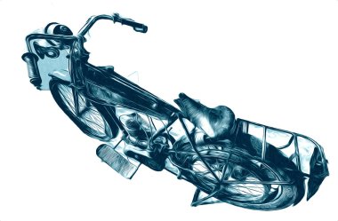 Motosiklet görüntüleme rengi izole edilmiş sanat antika retro