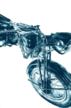 Motosiklet görüntüleme rengi izole edilmiş sanat antika retro