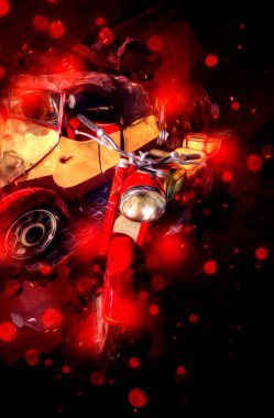 Motosiklet görüntüleme rengi izole edilmiş sanat antika retro