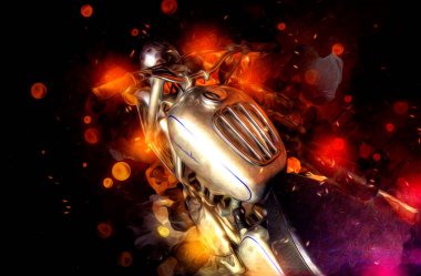 Motosiklet görüntüleme rengi izole edilmiş sanat antika retro