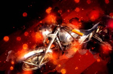 Motosiklet görüntüleme rengi izole edilmiş sanat antika retro