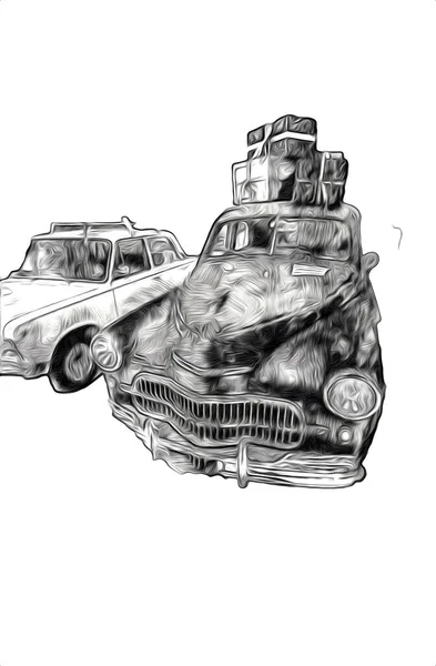 Vintage Retro Oldtimer Illustration — Stockfoto