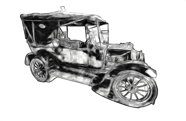Klasik Retro Klasik Eski Araba Çizimi — Stok fotoğraf
