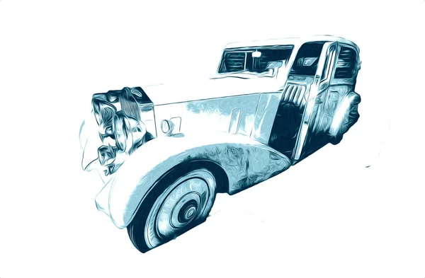 Vintage Retro Classic Old Car Illustration — Stock Photo, Image