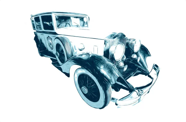 ヴィンテージレトロクラシック古い車のイラスト — ストック写真