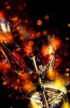 Motosiklet görüntüleme rengi izole edilmiş sanat antika retro