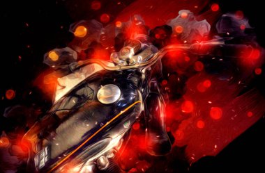 Motosiklet görüntüleme rengi izole edilmiş sanat antika retro