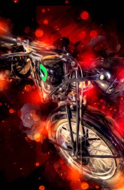 Motosiklet görüntüleme rengi izole edilmiş sanat antika retro