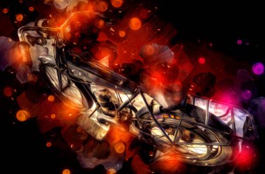 Motosiklet görüntüleme rengi izole edilmiş sanat antika retro