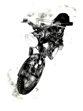 Motosiklet görüntüleme rengi izole edilmiş sanat antika retro