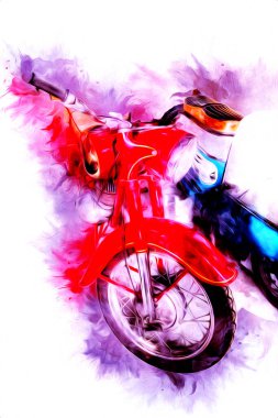 Motosiklet görüntüleme rengi izole edilmiş sanat antika retro
