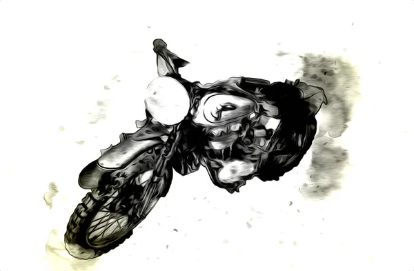 Motor cycle llustration color isolated art vintage retro