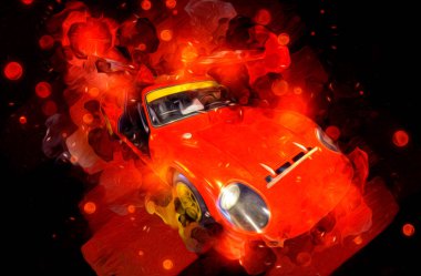 Klasik Retro Klasik Eski Araba Çizimi