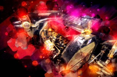 Klasik Retro Klasik Eski Araba Çizimi