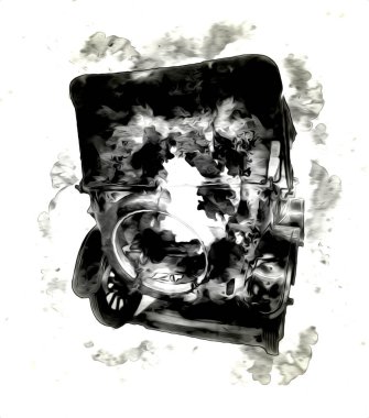 Klasik Retro Klasik Eski Araba Çizimi