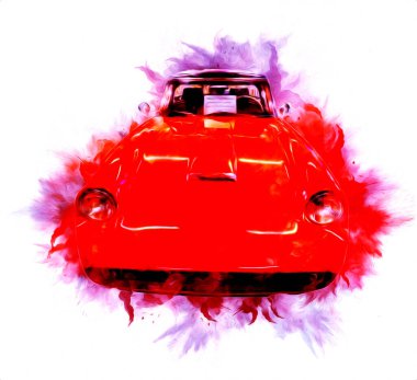 Klasik Retro Klasik Eski Araba Çizimi