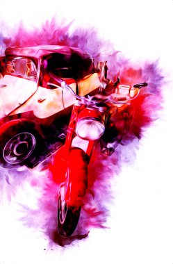 Motosiklet görüntüleme rengi izole edilmiş sanat antika retro