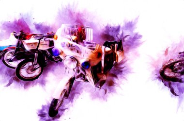 Motosiklet görüntüleme rengi izole edilmiş sanat antika retro