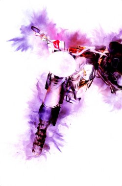 Motosiklet görüntüleme rengi izole edilmiş sanat antika retro