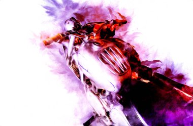 Motosiklet görüntüleme rengi izole edilmiş sanat antika retro