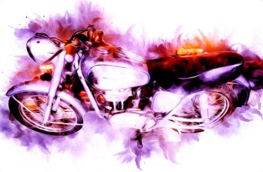 Motosiklet görüntüleme rengi izole edilmiş sanat antika retro