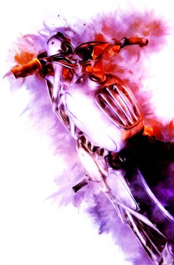 Motosiklet görüntüleme rengi izole edilmiş sanat antika retro