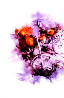 Motosiklet görüntüleme rengi izole edilmiş sanat antika retro