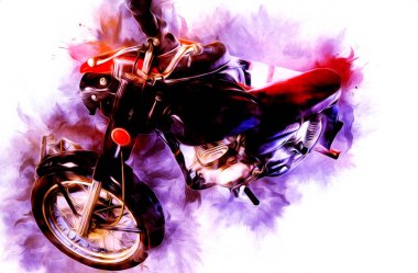 Motosiklet görüntüleme rengi izole edilmiş sanat antika retro